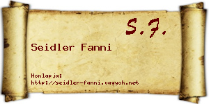 Seidler Fanni névjegykártya